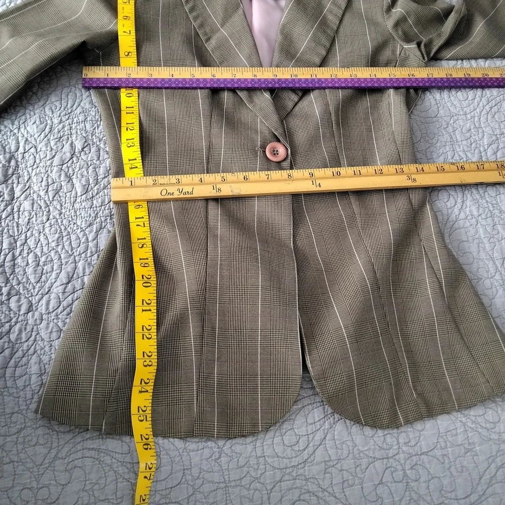 Vtg Y2K XS My Michelle Plaid Blazer Single-Breasted Coquette Preppy Office Siren